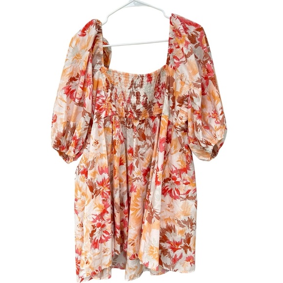 Abercrombie & Fitch Poplin Puff Sleeve Mini Dress - Size XL - Pink - Picture 12 of 13